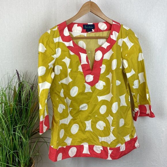 Boden Polka Dot Circle Print Short Sleeve Tunic Top 12 - Picture 1 of 3